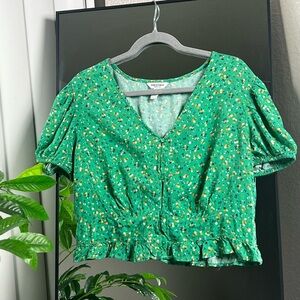 Arizona - Green Floral Cropped Blouse